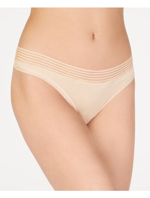 CALVIN KLEIN Striped-Waist Thong Underwear QD3670