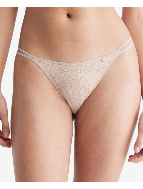 CALVIN KLEIN Women's Sheer Marquisette Lace High-Leg Tanga Underwear QF7105