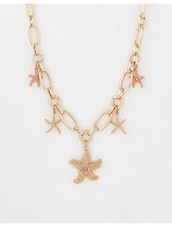 starfish necklace in gold tone