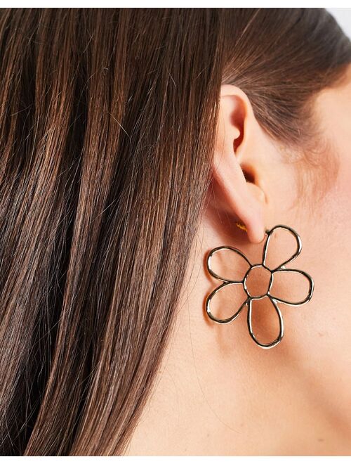 River Island flower hoop earrings in gold