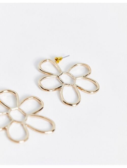 River Island flower hoop earrings in gold