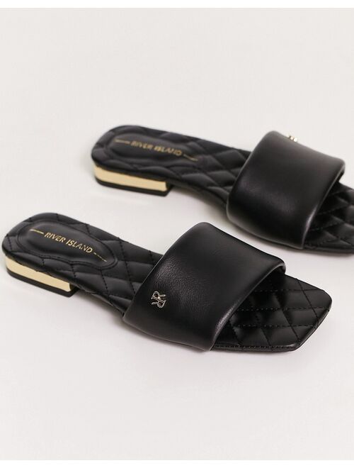 River Island padded flat sandal in black