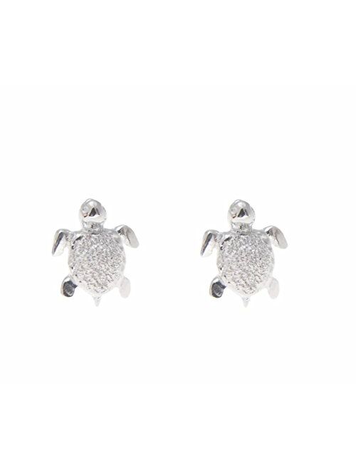 Arthur'S Jewelry Sterling silver 925 Hawaiian sea turtle stud post earrings extra small 7mm