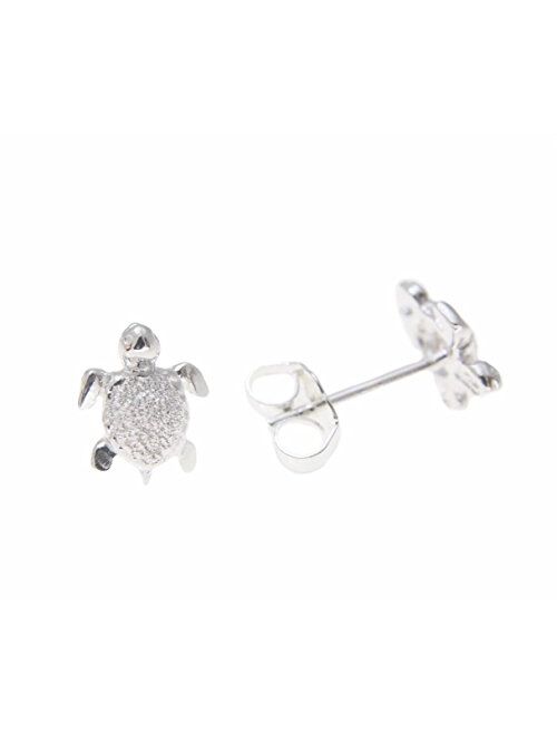 Arthur'S Jewelry Sterling silver 925 Hawaiian sea turtle stud post earrings extra small 7mm