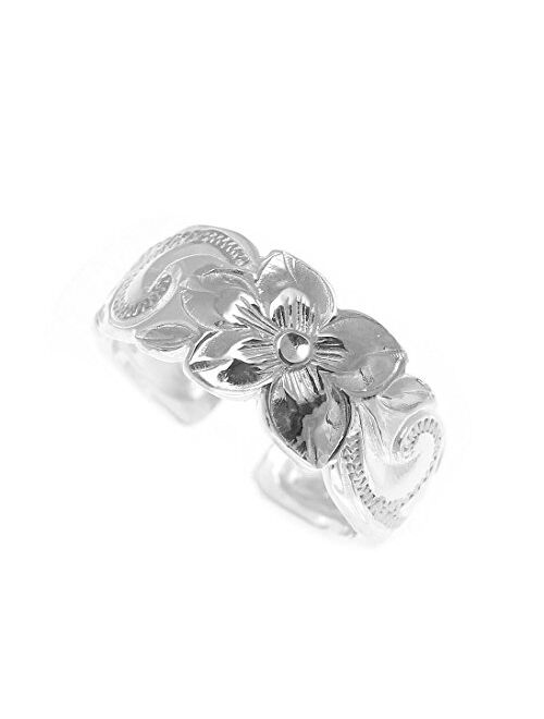 Arthur's Jewelry 925 Sterling Silver Hawaiian Plumeria Flower Scroll Cut Out Edge 8mm Toe Ring