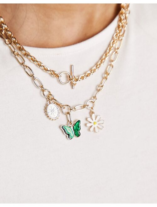 River Island chunky chain necklace with summer charms