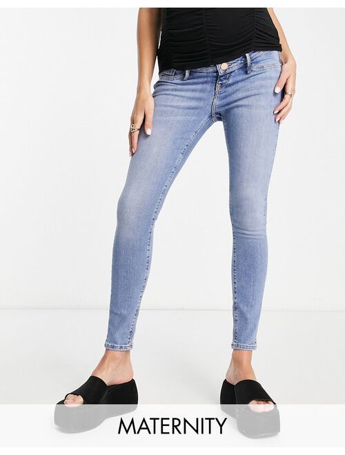 River Island Maternity Molly overbump skinny jean in light blue