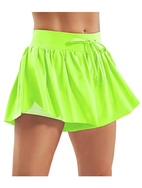 Ewedoos Flowy Shorts for Women 2 in 1 Gym Workout Butterfly Shorts Women Breezy Soft Yoga Athletic Running Shorts for Women