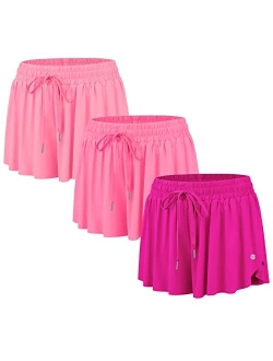 Mirity Women Flowy Running Shorts 2 in 1 Butterfly Skirt with Pocket for Gym Athletic Workout