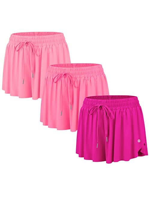 Mirity Women Flowy Running Shorts 2 in 1 Butterfly Skirt with Pocket for Gym Athletic Workout