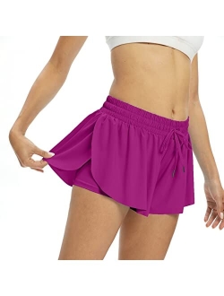 myflowygirl Flowy Workout Shorts Womens Gym Yoga Athletic Running Sweat Spandex Cute Tennis Skirt High Waisted Clothes Summer