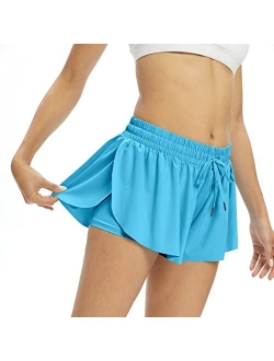 myflowygirl Flowy Workout Shorts Womens Gym Yoga Athletic Running Sweat Spandex Cute Tennis Skirt High Waisted Clothes Summer