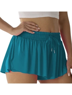 NEXSONIC Flowy Shorts for Women Gym Yoga Athletic Running Shorts Workout Biker Exercise Quick-Drying Comfy Skirt Shorts