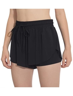 Hody Lovy Womens Butterfly Flowy Shorts for Summer Cute Preppy Skirt Shorts Athletic Workout Running Gym Shorts with Pocket