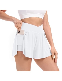 Blaosn Flowy Shorts for Women Gym Yoga Athletic Workout Running Spandex Lounge Comfy Sweat Cross Skirt Summer Clothes