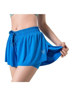 Cookayler Womens Athletic Butterfly Shorts Flowy Running Skirts Summer Casual Biker Yoga Gym Tennis Workout High Waisted Spandex Skorts