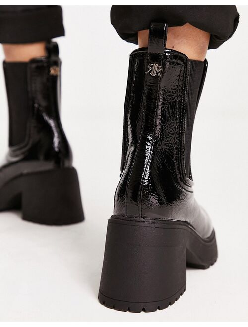 River Island chunky heeled chelsea boots in black