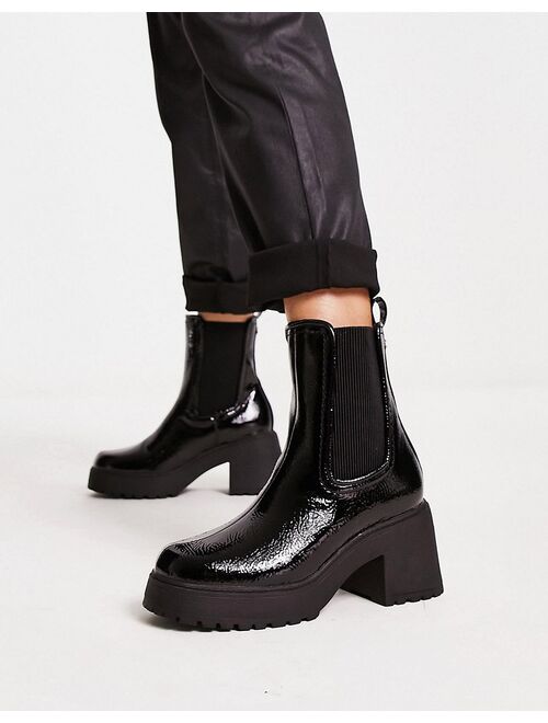 River Island chunky heeled chelsea boots in black