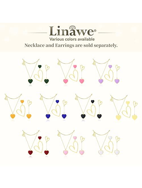 Linawe Asymmetrical Mismatched Heart Stud Earrings for Women Dangling Love Drop Dangle Gold & Rose Gold Acrylic Trendy Big Long Teacher Fun Costume Jewelry Queen Hearts G