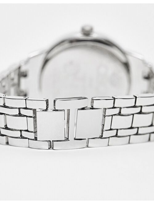 ASOS DESIGN unisex chunky bracelet watch with crystal detailing in silver