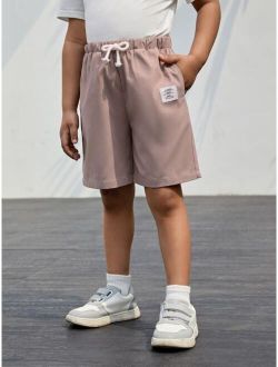 Toddler Boys Letter Patched Detail Drawstring Waist Shorts