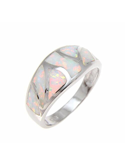 Arthur's Jewelry Sterling Silver 925 Women Men White Synthetic Opal Ring Size 5-10