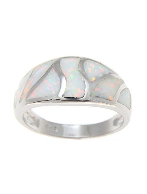 Arthur's Jewelry Sterling Silver 925 Women Men White Synthetic Opal Ring Size 5-10