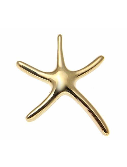 Arthur's Jewelry 14K Solid Yellow Gold Large Shiny Hawaiian Seastar Starfish Slide Pendant Charm