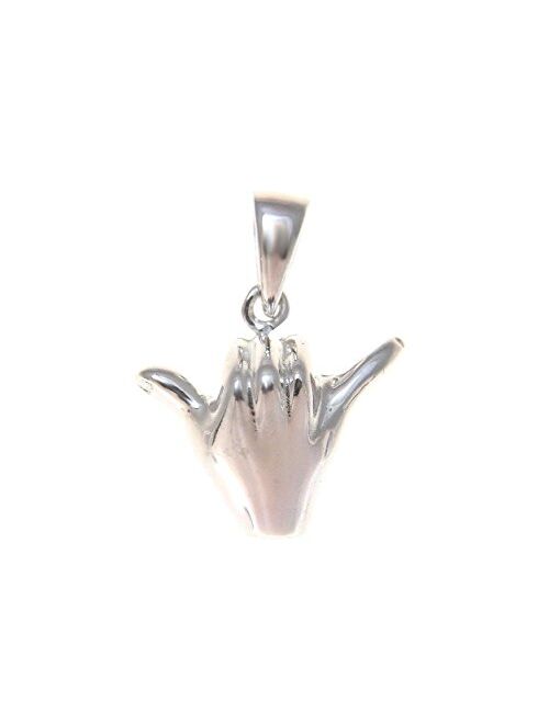 Arthur's Jewelry 925 Sterling Silver Hawaiian 3D Shaka Hang Loose Charm Pendant