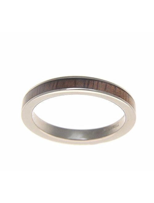 Arthur's Jewelry Genuine Inlay Hawaiian koa Wood Wedding Band Ring Titanium 3mm