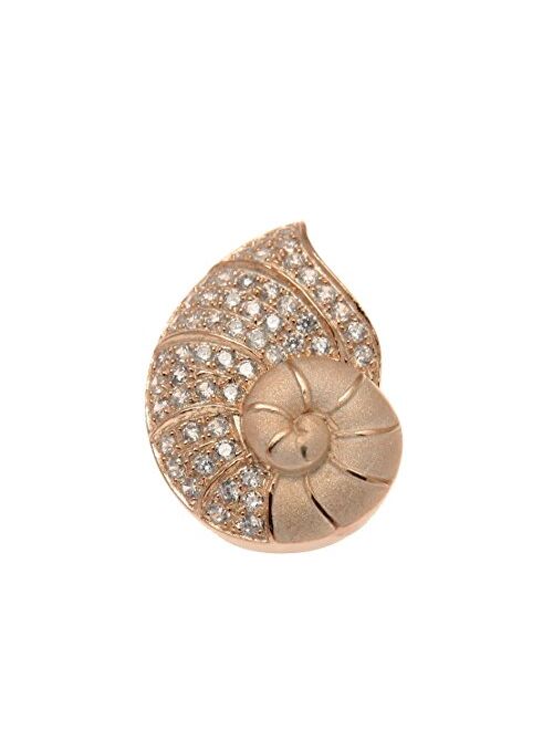 Arthur's Jewelry 925 Sterling Silver Pink Rose Gold Plated Hawaiian Nautilus Shell Slide cz Pendant