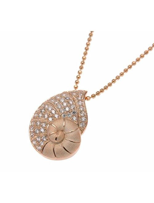 Arthur's Jewelry 925 Sterling Silver Pink Rose Gold Plated Hawaiian Nautilus Shell Slide cz Pendant