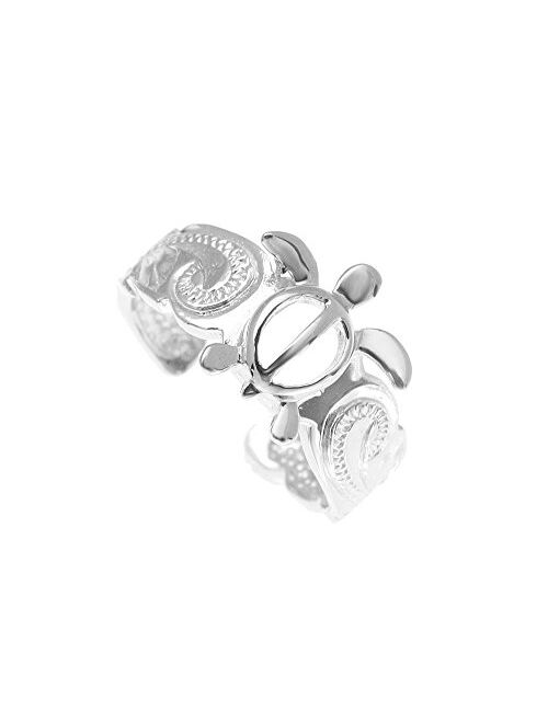 Arthur's Jewelry 925 Sterling Silver Rhodium Plated Hawaiian Honu sea Turtle Scroll Cut Out Scalloped Edge Toe Ring