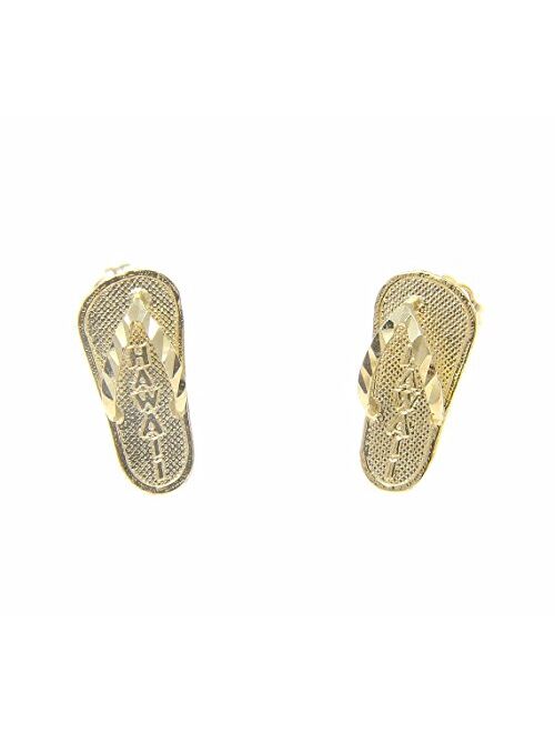 Arthur'S Jewelry 14k yellow gold Hawaiian 6.6mm slipper flip flop thong Hawaii earrings