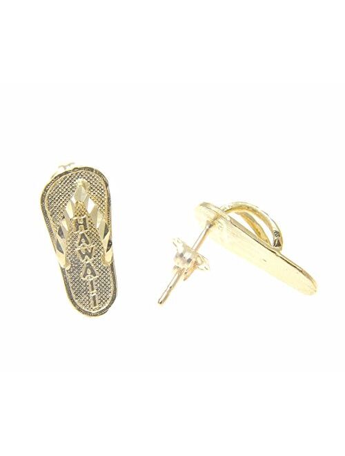 Arthur'S Jewelry 14k yellow gold Hawaiian 6.6mm slipper flip flop thong Hawaii earrings