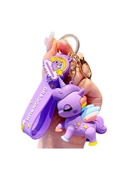 BEXOA Cute Keychain Christmas Gift - Kawaii New Year Backpack Charms Cartoon Unicorn Bag Keychains Car Key Ring for Women Men