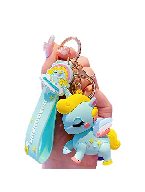 BEXOA Cute Keychain Christmas Gift - Kawaii New Year Backpack Charms Cartoon Unicorn Bag Keychains Car Key Ring for Women Men