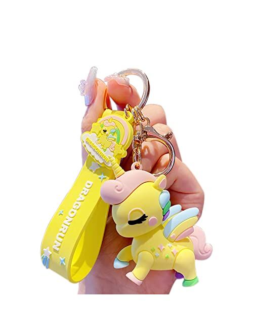 BEXOA Cute Keychain Christmas Gift - Kawaii New Year Backpack Charms Cartoon Unicorn Bag Keychains Car Key Ring for Women Men