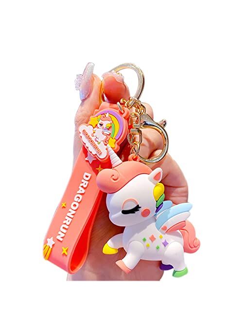 BEXOA Cute Keychain Christmas Gift - Kawaii New Year Backpack Charms Cartoon Unicorn Bag Keychains Car Key Ring for Women Men