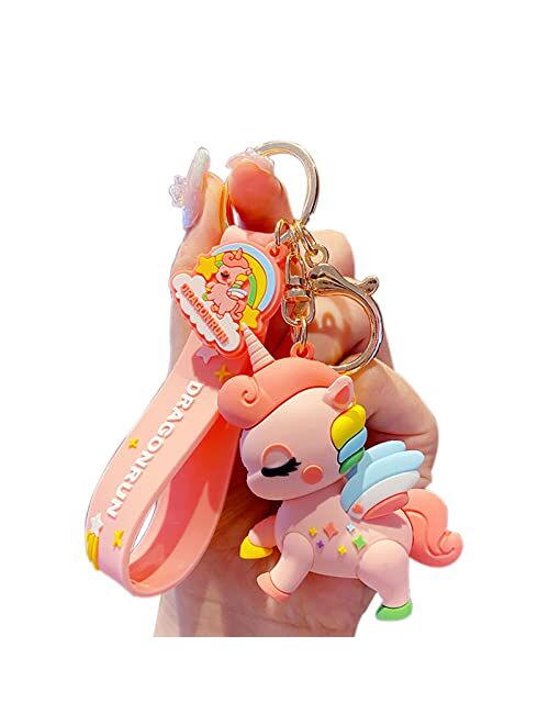 BEXOA Cute Keychain Christmas Gift - Kawaii New Year Backpack Charms Cartoon Unicorn Bag Keychains Car Key Ring for Women Men