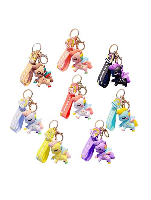 BEXOA Cute Keychain Christmas Gift - Kawaii New Year Backpack Charms Cartoon Unicorn Bag Keychains Car Key Ring for Women Men