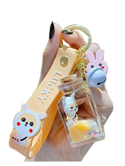 BEXOA Kawaii Keychain Shiba Inu Liquid Floating Quicksand Cute Keychains Bag Charm Car Key Ring for Women Girl