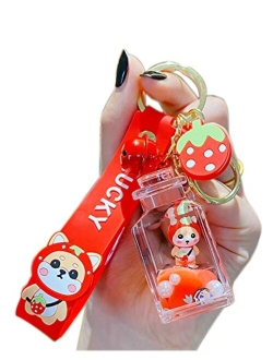 BEXOA Kawaii Keychain Shiba Inu Liquid Floating Quicksand Cute Keychains Bag Charm Car Key Ring for Women Girl