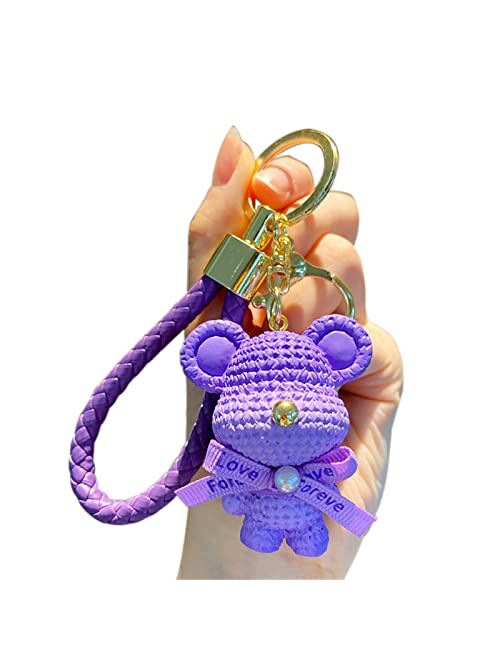 BEXOA Cute Keychain Christmas Gift Kawaii New Year Backpack Charms Cartoon Bear Boy Girl Keychains Women Men Car Key Ring