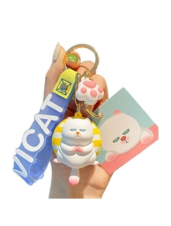 BEXOA Cute Keychain Christmas Gift Kawaii New Year Backpack Charms Cartoon Cat Boy Girl Keychains Women Men Car Key Ring