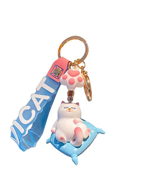 BEXOA Cute Keychain Christmas Gift Kawaii New Year Backpack Charms Cartoon Cat Boy Girl Keychains Women Men Car Key Ring