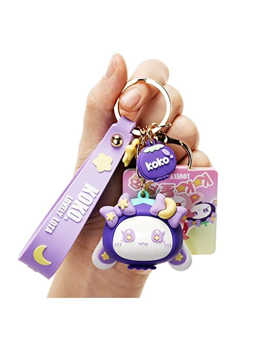 YOU WIZV Keychain for Women Star-Moon Rabbit Key Ring Demon Rabbit Charm Bag Accessory Lovers Best Friend Gift