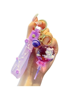 HSYHERE Girls Women Creative Beautiful Floating Unicorn Lollipop shaple Bottle Keychain Keyrings Key Ring