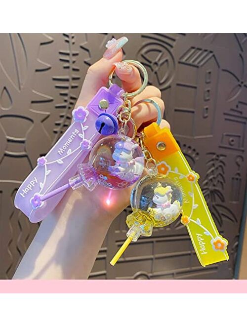 HSYHERE Girls Women Creative Beautiful Floating Unicorn Lollipop shaple Bottle Keychain Keyrings Key Ring