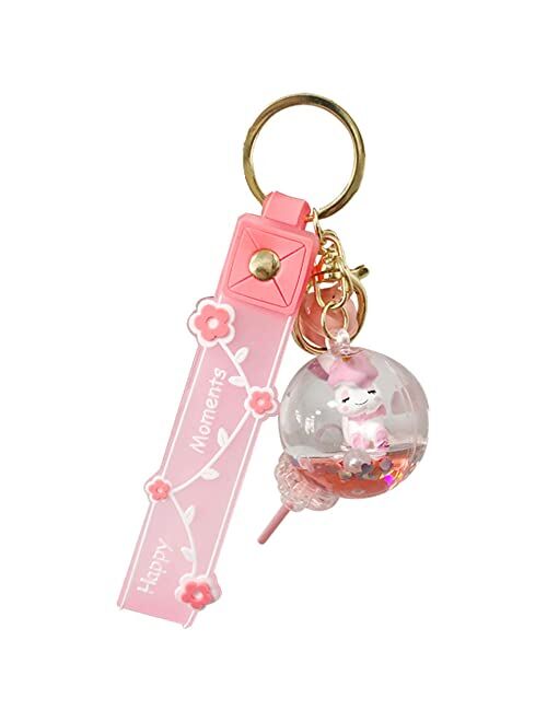 HSYHERE Girls Women Creative Beautiful Floating Unicorn Lollipop shaple Bottle Keychain Keyrings Key Ring